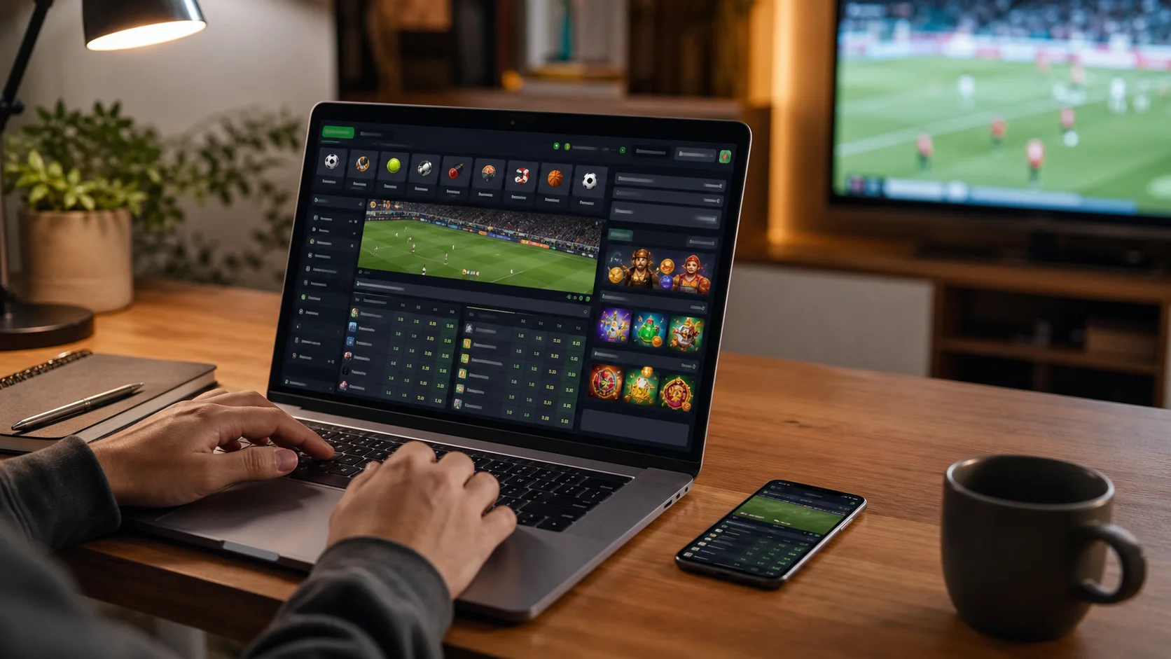 Plataforma rivalry em notebook e celular com apostas esportivas e cassino online